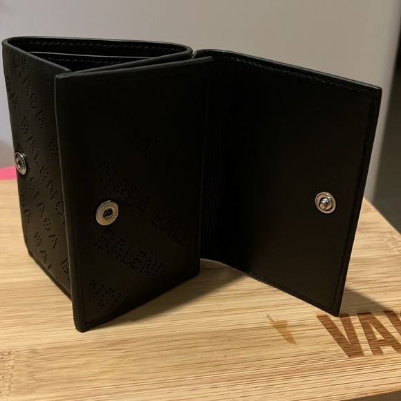 BALENCIAGA Leather Punching Mini Wallet Trifold Black Women Unused S1904 - Picture 6 of 16